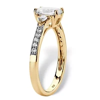 Lab Created 1.70 Cttw. 18k Gold-plated Sterling Silver White Sapphire Promise Ring