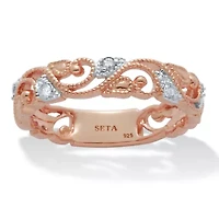 .11 TCW Diamond Rose-Plated Sterling Silver Filigree Ring