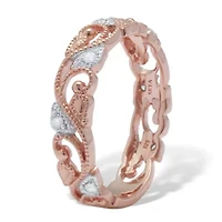.11 TCW Diamond Rose-Plated Sterling Silver Filigree Ring