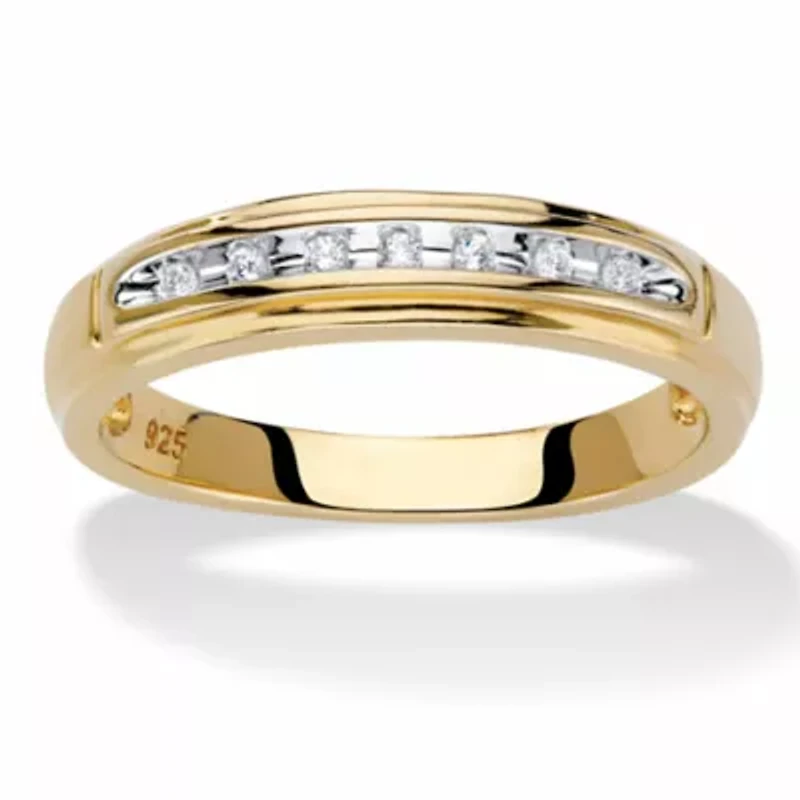Men's Diamond Accent 18k Gold-plated Sterling Silver Wedding Ring
