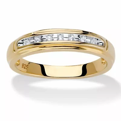 Men's Diamond Accent 18k Gold-plated Sterling Silver Wedding Ring