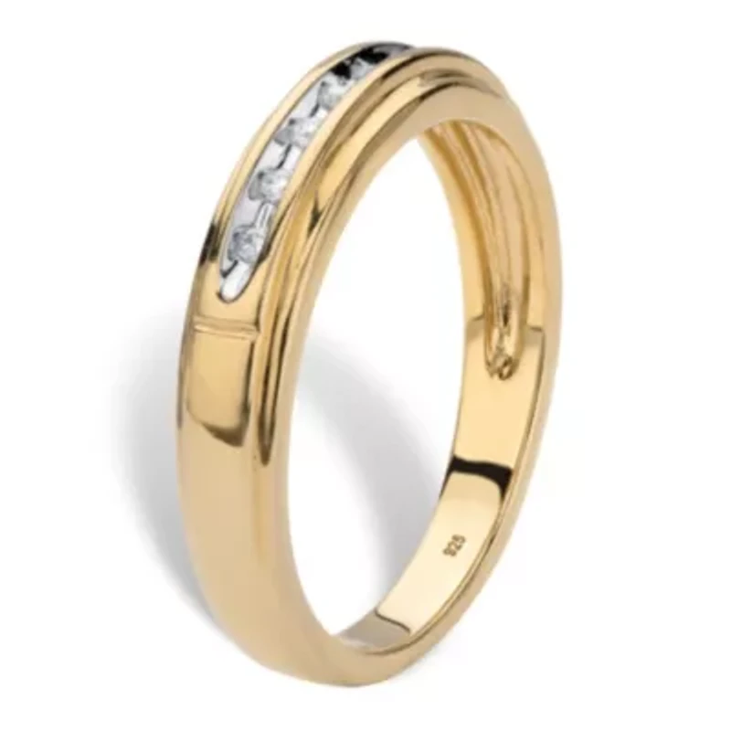 Men's Diamond Accent 18k Gold-plated Sterling Silver Wedding Ring