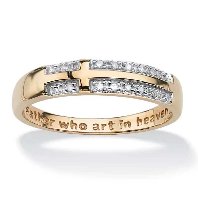 Diamond Accent 10k Yellow Gold Lord's Prayer Cross Ring