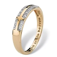 Diamond Accent 10k Yellow Gold Lord's Prayer Cross Ring