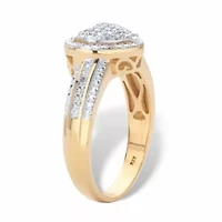 1/7 Cttw. Round Diamond 18k Gold-plated Sterling Silver Floating Halo Heart Ring