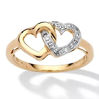 Diamond Accent Interlocking Heart Ring Gold-Plated Sterling Silver