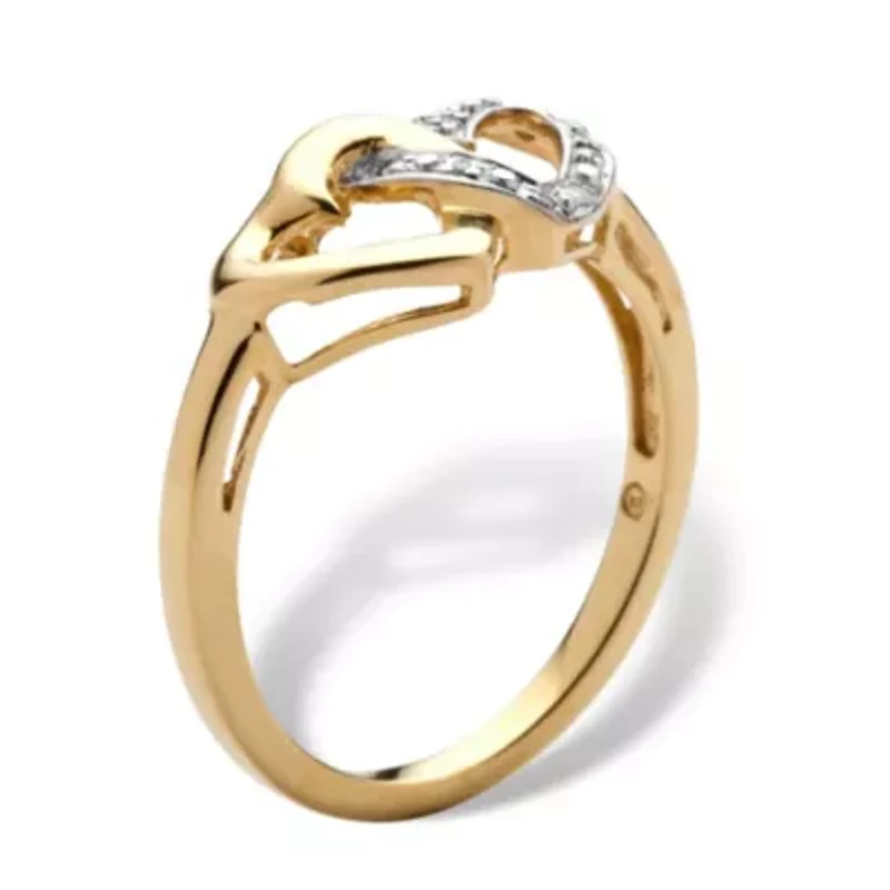 Diamond Accent Interlocking Heart Ring Gold-Plated Sterling Silver