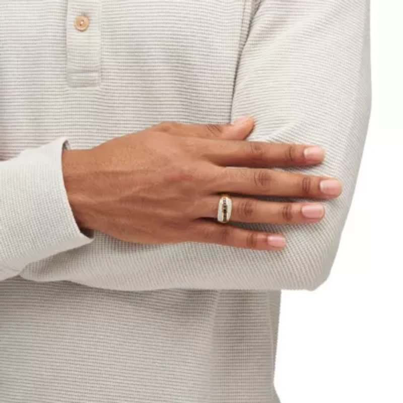 Men's 1.67 TCW Genuine Garnet and CZ 14k Gold-plated Silver Channel-Set Ring