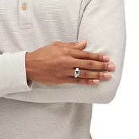 Lab Created Men's 2.72 TCW Fire Topaz and White Sapphire Platinum-plated Silver Ring