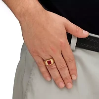 Men's 3.71 TCW Genuine Garnet and Diamond 18k Gold-Plated Ring