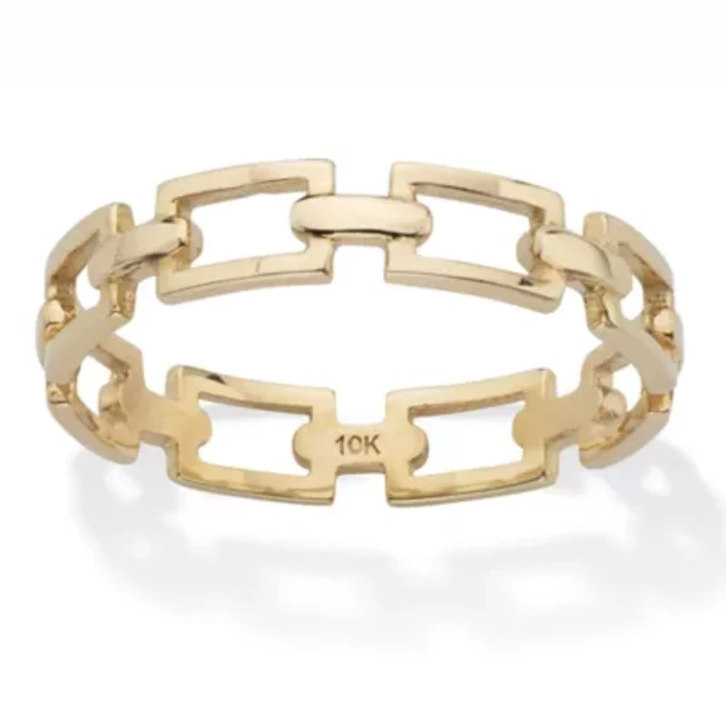 Stackable Paperclip Link Ring 10K Solid Yellow Gold