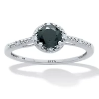 .53 TCW Black Diamond Sterling Silver Promise Ring