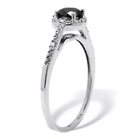 .53 TCW Black Diamond Sterling Silver Promise Ring
