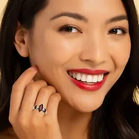 2.85 TCW Marquise-Cut Garnet and Diamond Accent Ring Solid 10k Gold