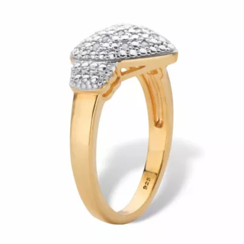 1/10 Cttw. Round Diamond Gold-Plated Sterling Silver Heart-Shaped Cluster Ring