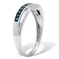 .06 TCW Blue Diamond Sterling Silver Twist Ring
