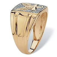 Men's Round Diamond Two-Tone 18k Yellow Gold-plated Sterling Silver Eagle Ring