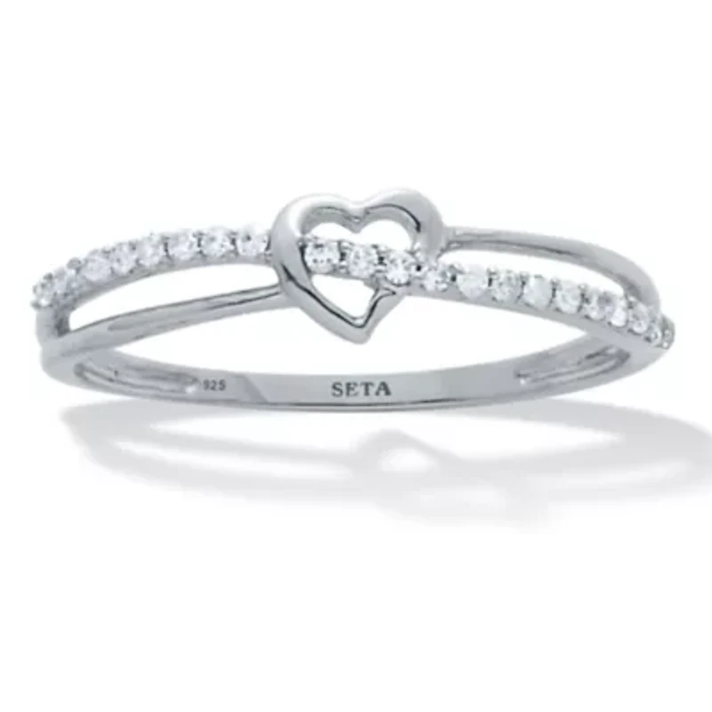 .11 TCW Diamond Sterling Silver Crossover Heart Ring
