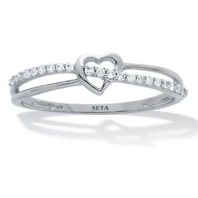 .11 TCW Diamond Sterling Silver Crossover Heart Ring