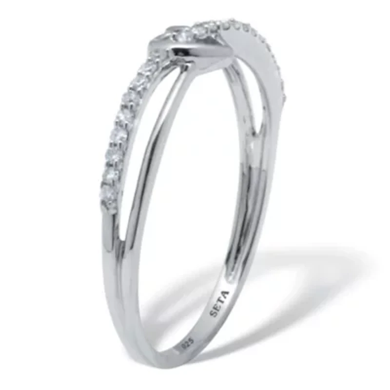 .11 TCW Diamond Sterling Silver Crossover Heart Ring