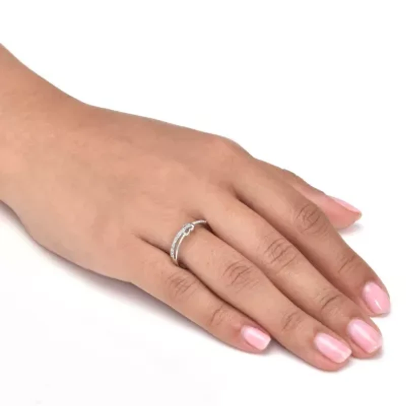 .11 TCW Diamond Sterling Silver Crossover Heart Ring