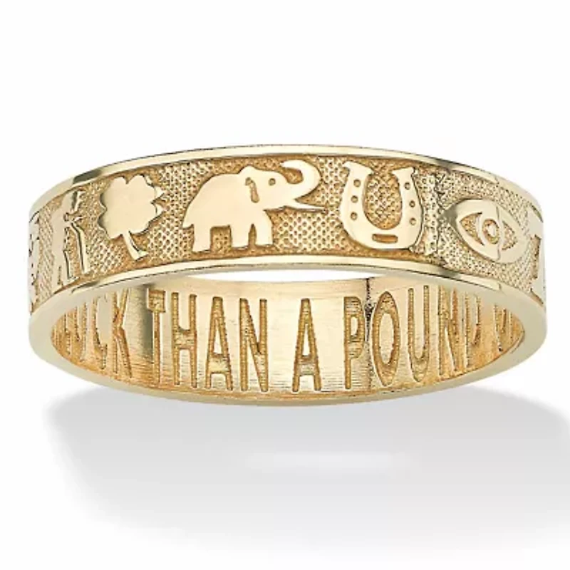 10k Yellow Gold Lucky Symbols "Better an Ounce of Luck" Ring