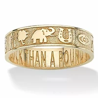 10k Yellow Gold Lucky Symbols "Better an Ounce of Luck" Ring