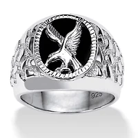 Men's Onyx Eagle Nugget Ring .925 Sterling Silver