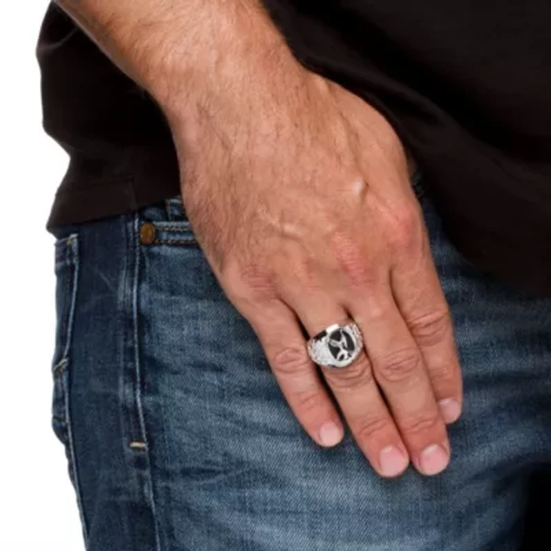 Men's Onyx Eagle Nugget Ring .925 Sterling Silver