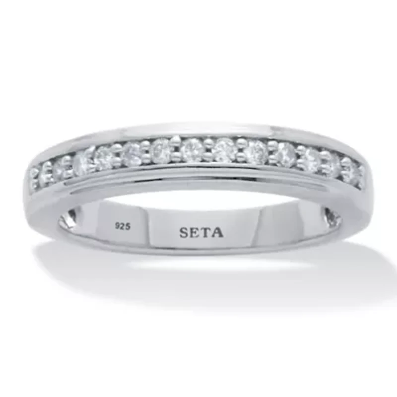 .13 TCW Diamond Sterling Silver Wedding Band Ring