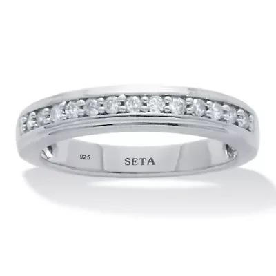 .13 TCW Diamond Sterling Silver Wedding Band Ring