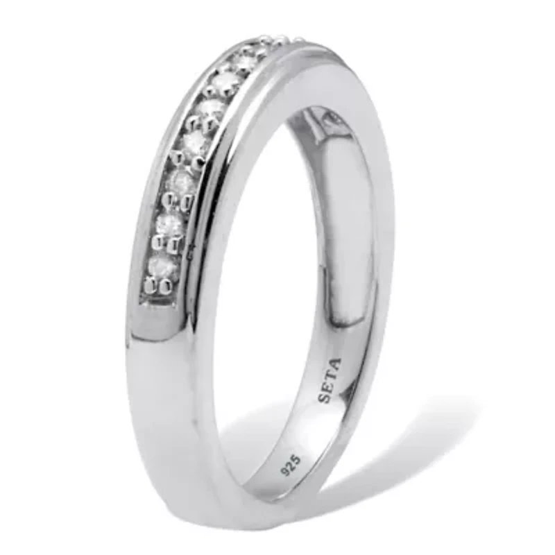 .13 TCW Diamond Sterling Silver Wedding Band Ring