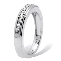 .13 TCW Diamond Sterling Silver Wedding Band Ring