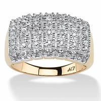 1/5 TCW Pave Diamond Cluster Ring Solid 10k Gold