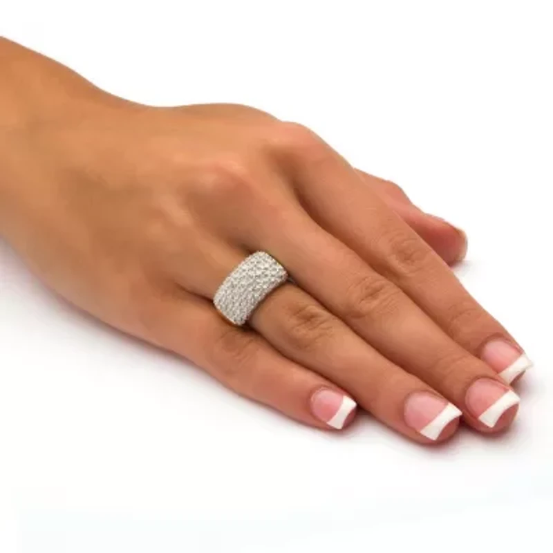 1/5 TCW Pave Diamond Cluster Ring Solid 10k Gold