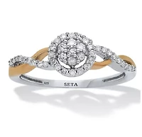 .26 TCW Diamond Tutone Sterling Silver Halo Twist Ring