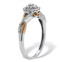 .26 TCW Diamond Tutone Sterling Silver Halo Twist Ring