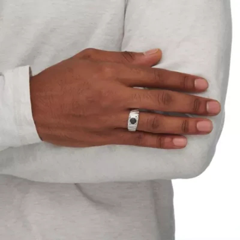 Men's 1.41 TCW Round Midnight Blue Genuine Sapphire Sterling Silver Classic Ring