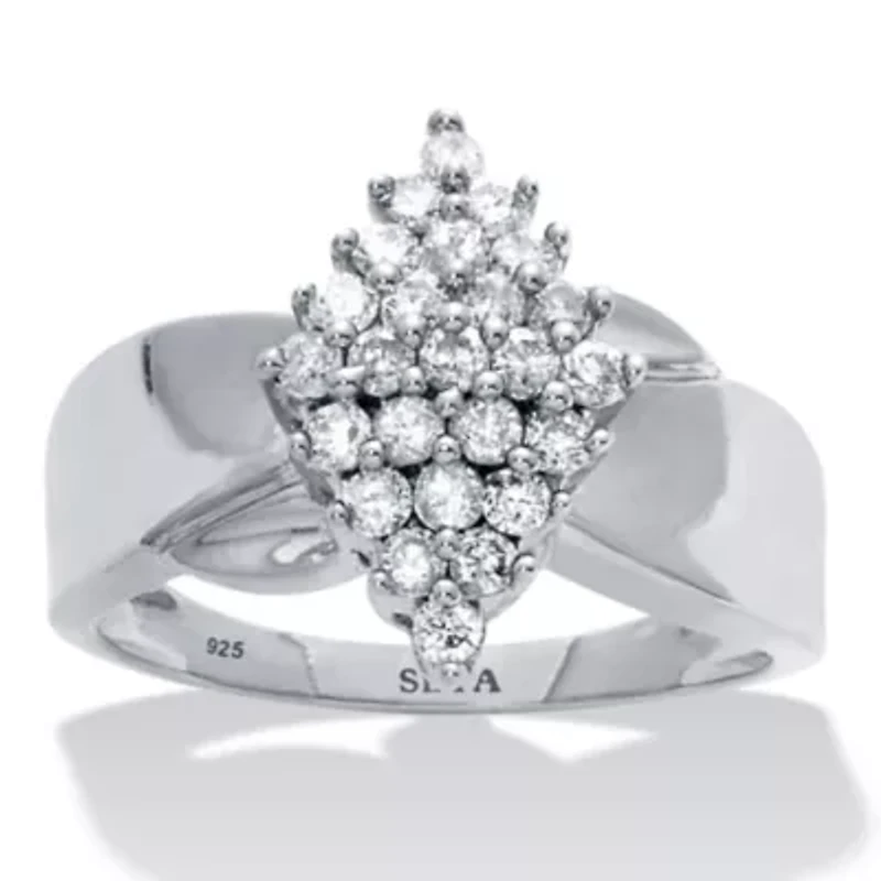 .50 TCW Diamond Sterling Silver Cluster Ring