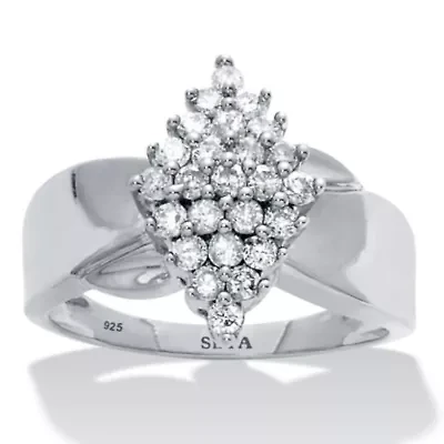 .50 TCW Diamond Sterling Silver Cluster Ring
