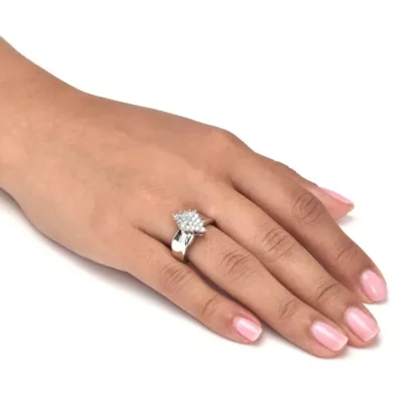 .50 TCW Diamond Sterling Silver Cluster Ring