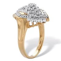 1/10 Cttw. Round Solid 10k Yellow Gold Diamond Cluster Bypass Ring