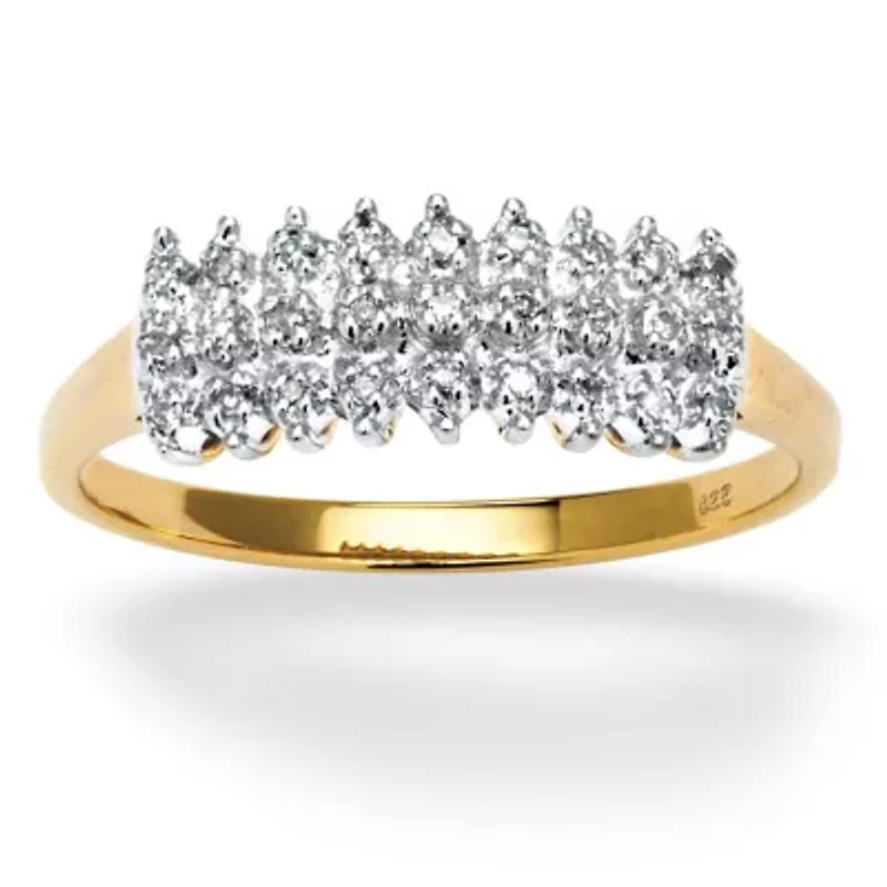 1/7 TCW Round Diamond Peak Ring Gold-Plated Sterling Silver