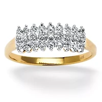 1/7 TCW Round Diamond Peak Ring Gold-Plated Sterling Silver