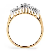 1/7 TCW Round Diamond Peak Ring Gold-Plated Sterling Silver