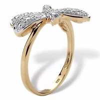 Diamond Accent 18k Gold-plated Sterling Silver Dragonfly Ring