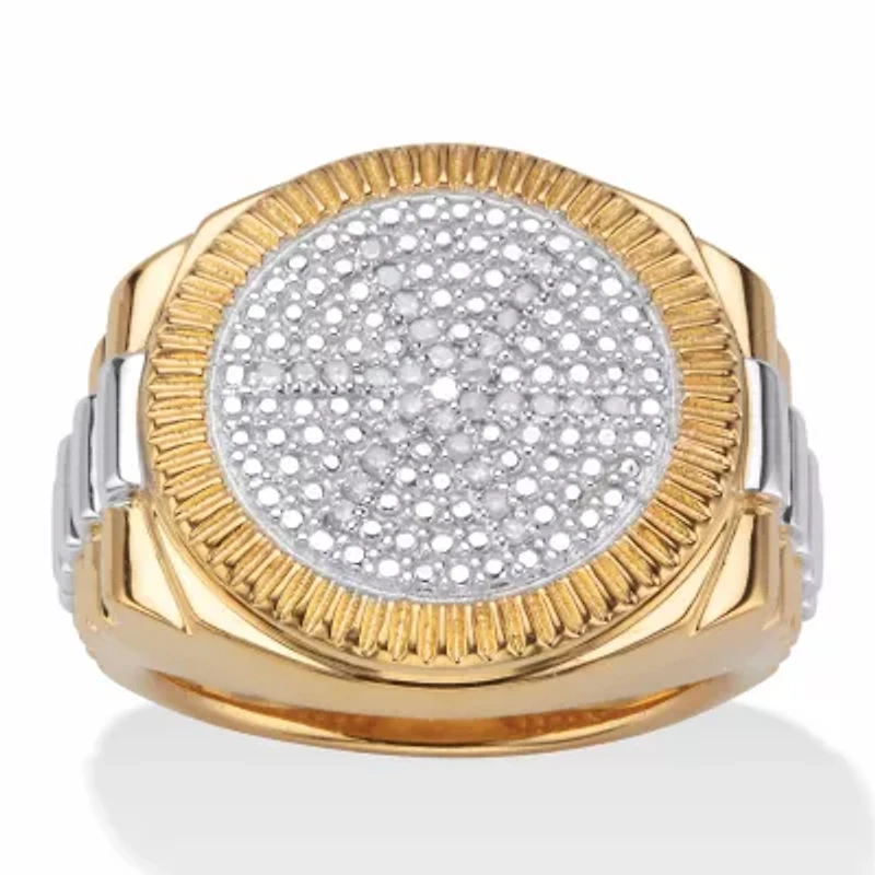 Men's 1/6 TCW Pave Diamond Two-Tone Ring Gold-Plated Sterling Silver