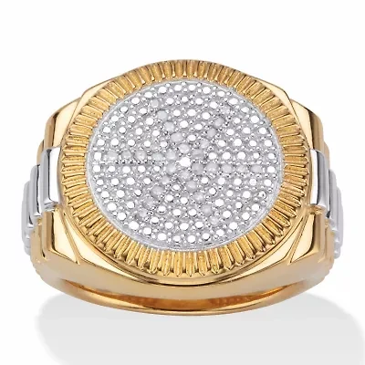 Men's 1/6 TCW Pave Diamond Two-Tone Ring Gold-Plated Sterling Silver