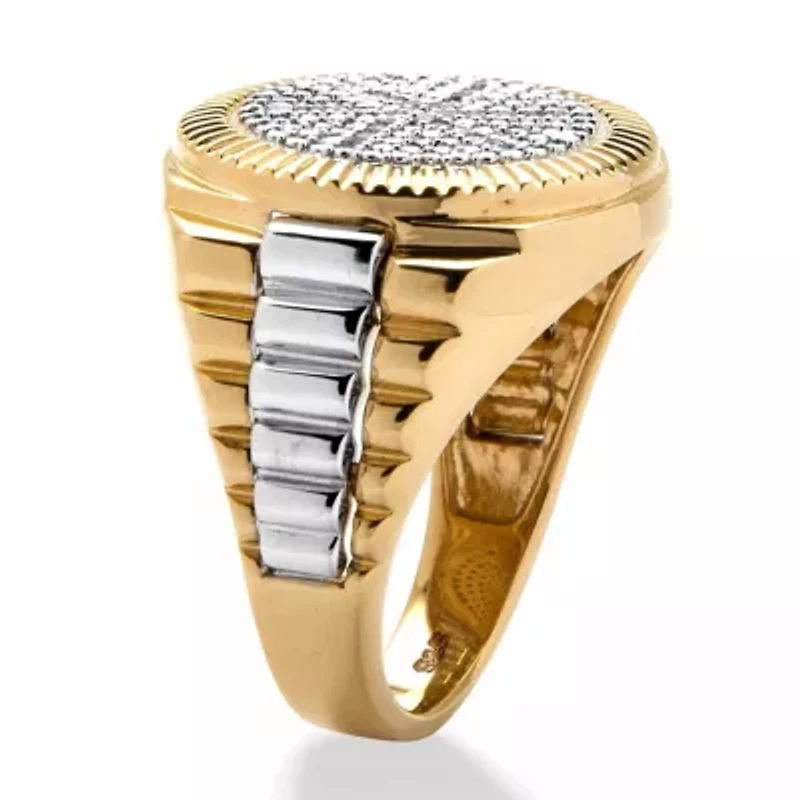 Men's 1/6 TCW Pave Diamond Two-Tone Ring Gold-Plated Sterling Silver
