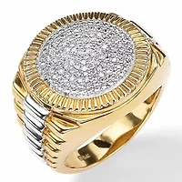 Men's 1/6 TCW Pave Diamond Two-Tone Ring Gold-Plated Sterling Silver
